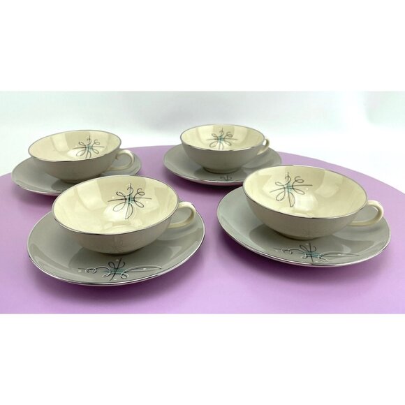 Vintage 50s cups and saucers set, Encore Franciscan fine china, tea for 2 - Picture 2 of 10